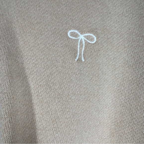 Aerie Tan Bow Embroidered Crop Hoodie - Picture 3 of 8